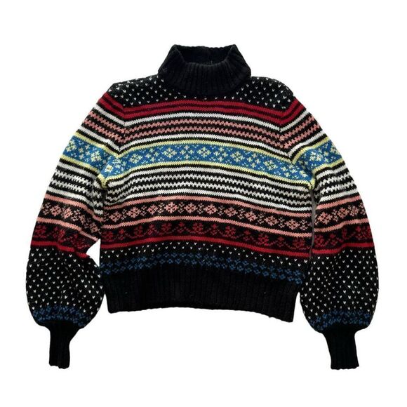 American Eagle Outfitters Women’s Multi Cable Knit Fair Isle Nordic Sweater Size - Picture 1 of 5